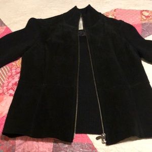 Suede leather sweater jacket